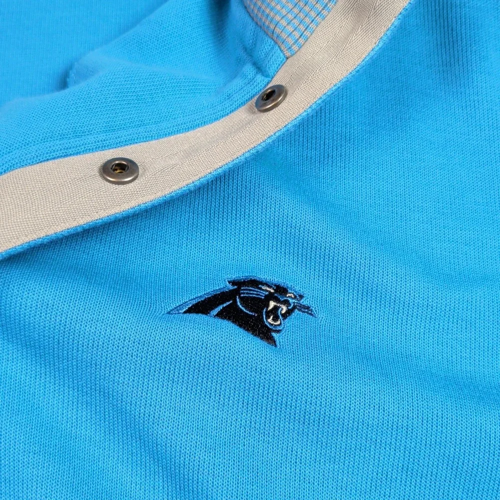 Cutter & Buck Carolina Panthers NFL Blue Snap Mock Neck Pullover Mens XL